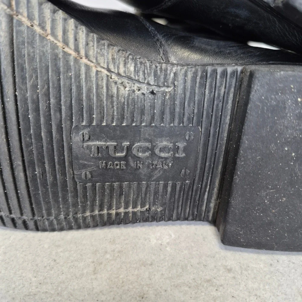 Tucci Tall Riding Boots Equestrian Leather 37 XE Black